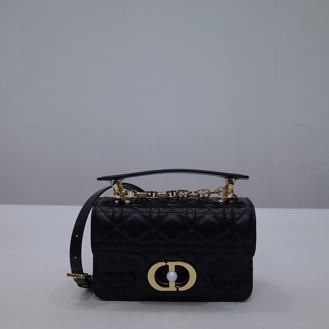 Mini Dior Jolie Top Handle Bag Black Cannage Calfskin